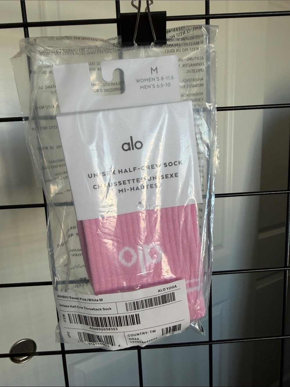 ALO Yoga Pink & White Unisex Half-Crew Athletic Socks